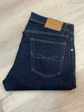 Ralph Lauren Slim Men’s Jeans in Dark Indigo with Yellow Stitching